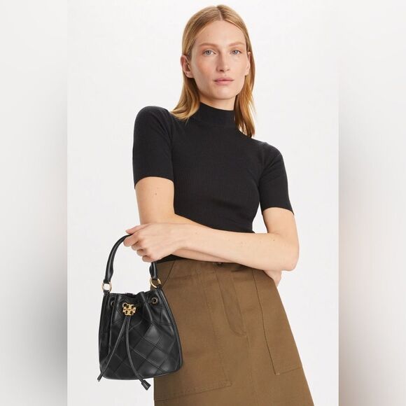 Tory Burch Small Fleming Soft Bucket Bag, Black, NWT - Picture 10 of 10